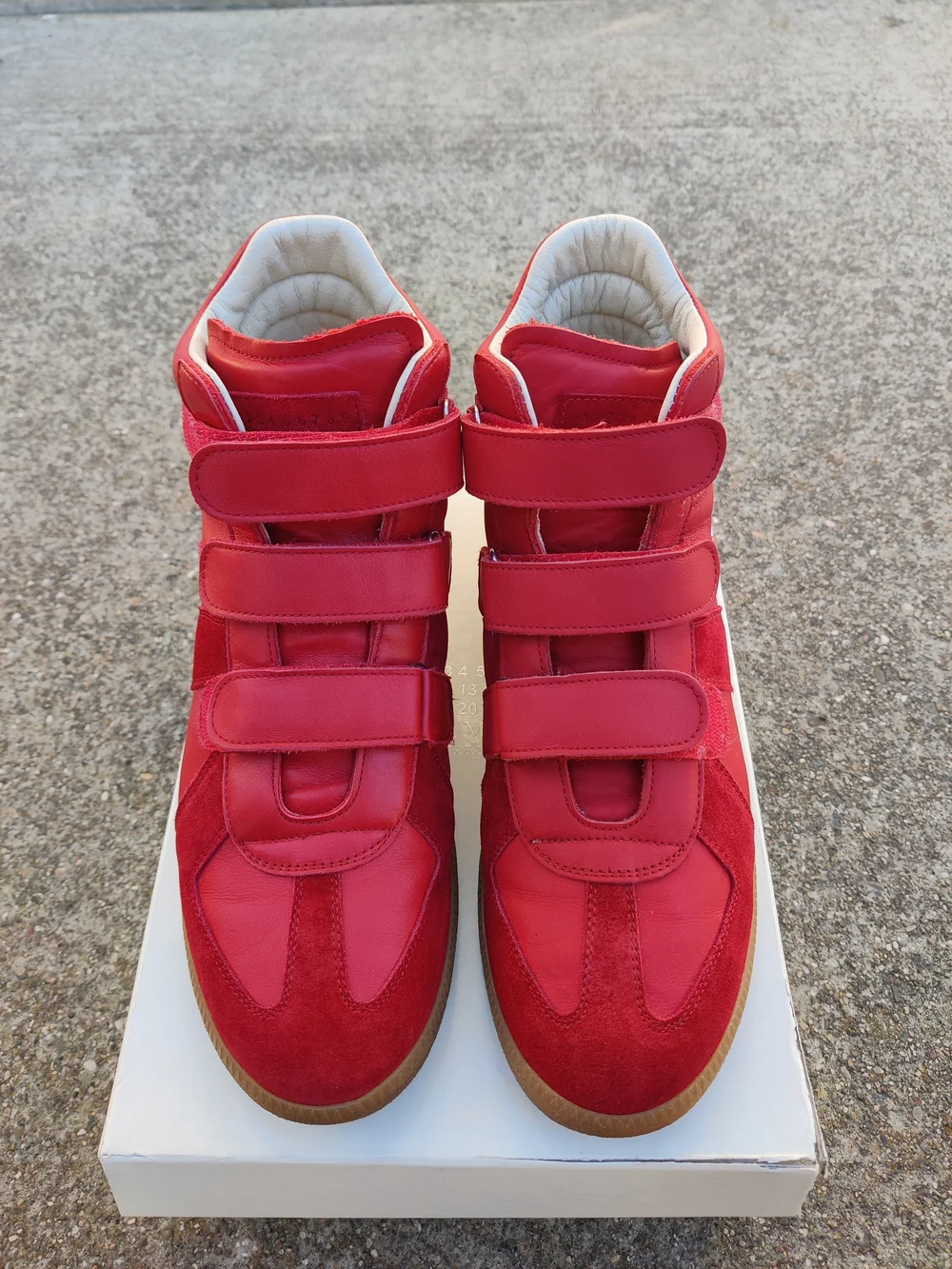 Maison Martin Margiela Red High-Top Velcro Sneakers MESSAGE MY NUMBER 5107534561